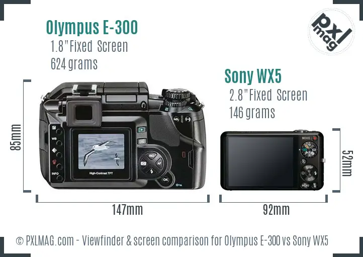 Olympus E-300 vs Sony WX5 Screen and Viewfinder comparison