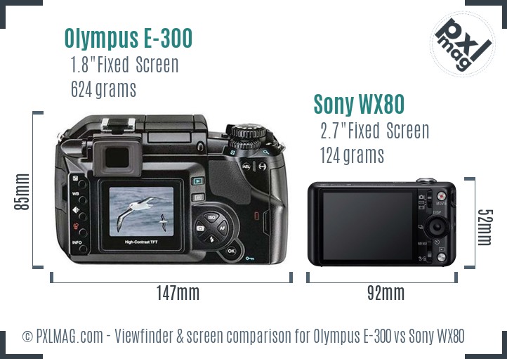 Olympus E-300 vs Sony WX80 Screen and Viewfinder comparison
