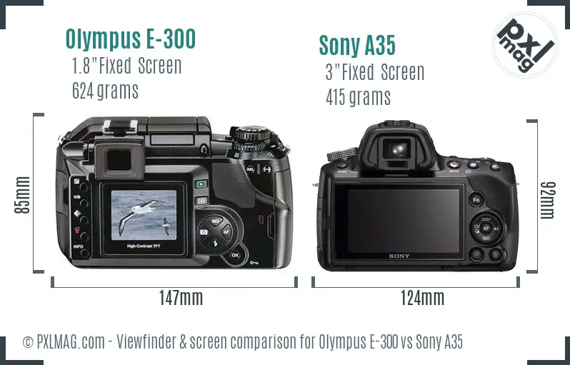 Olympus E-300 vs Sony A35 Screen and Viewfinder comparison