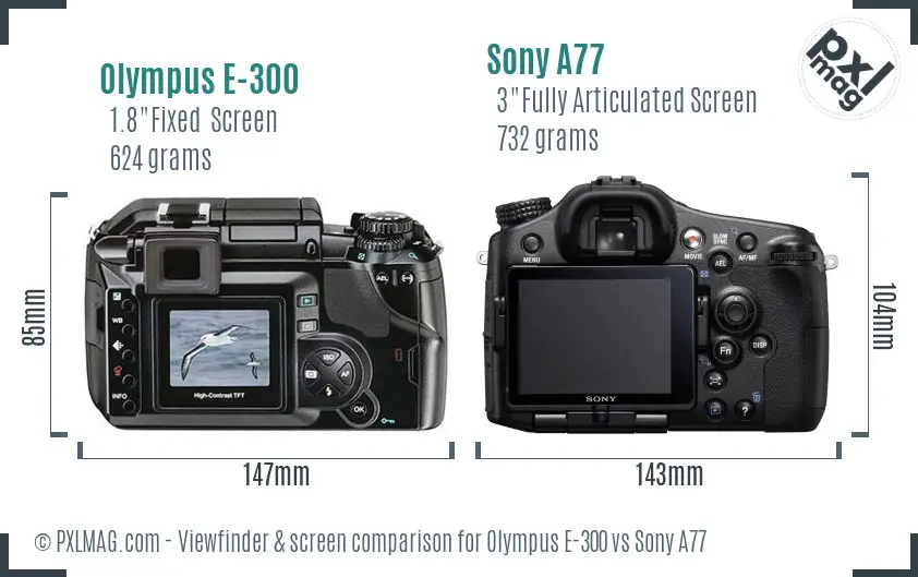 Olympus E-300 vs Sony A77 Screen and Viewfinder comparison