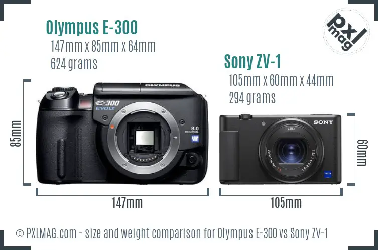 Olympus E-300 vs Sony ZV-1 size comparison