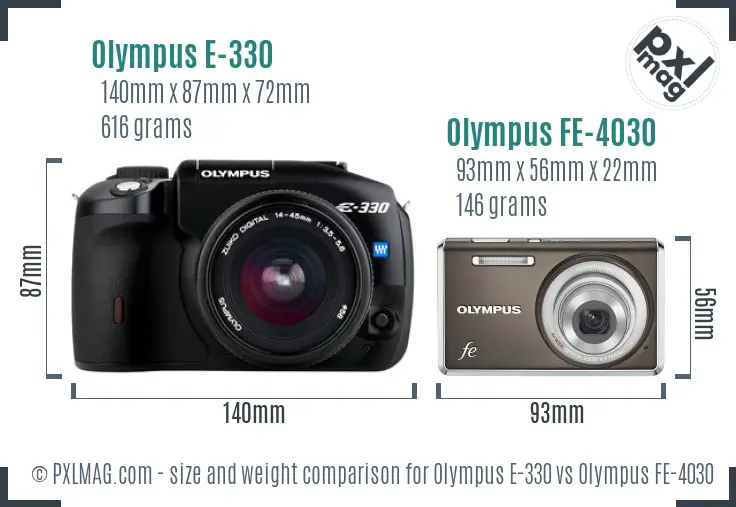 Olympus E-330 vs Olympus FE-4030 size comparison