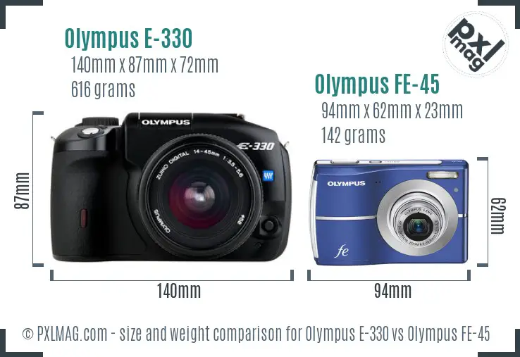 Olympus E-330 vs Olympus FE-45 size comparison