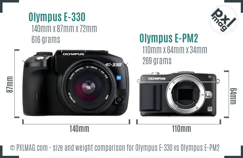 Olympus E-330 vs Olympus E-PM2 size comparison