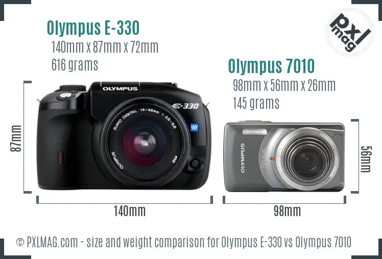 Olympus E-330 vs Olympus 7010 size comparison
