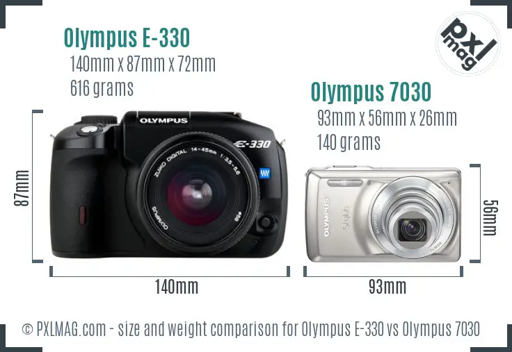 Olympus E-330 vs Olympus 7030 size comparison