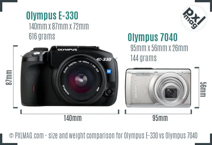 Olympus E-330 vs Olympus 7040 size comparison