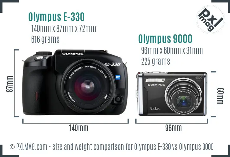 Olympus E-330 vs Olympus 9000 size comparison