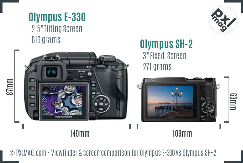 Olympus E-330 vs Olympus SH-2 Screen and Viewfinder comparison