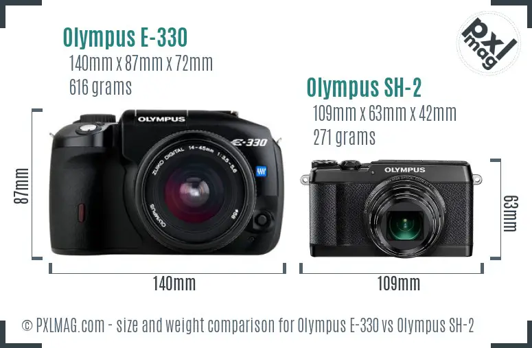 Olympus E-330 vs Olympus SH-2 size comparison