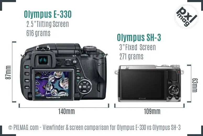 Olympus E-330 vs Olympus SH-3 Screen and Viewfinder comparison