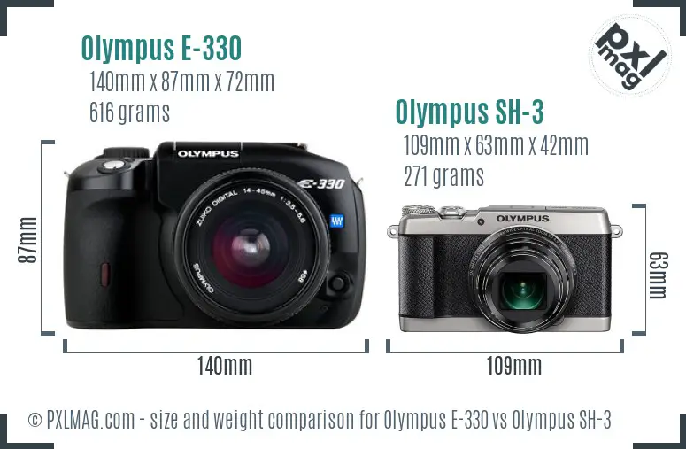 Olympus E-330 vs Olympus SH-3 size comparison