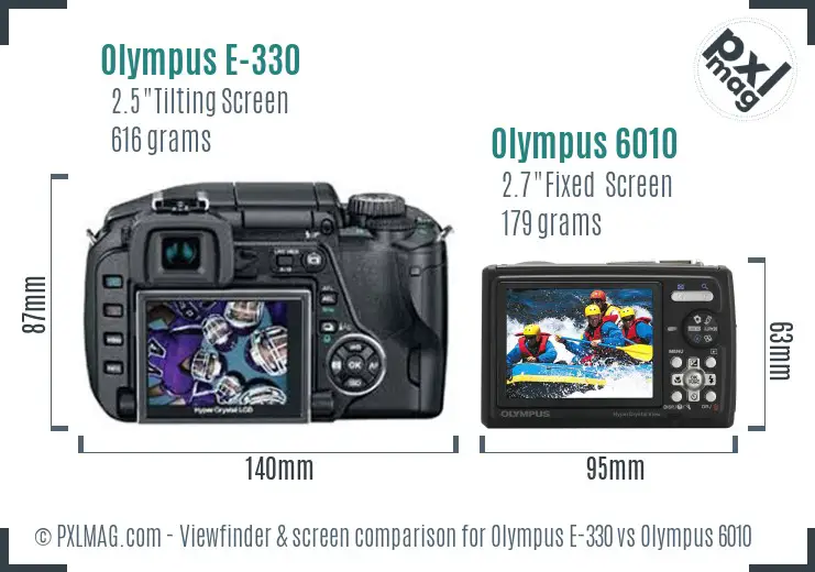 Olympus E-330 vs Olympus 6010 Screen and Viewfinder comparison