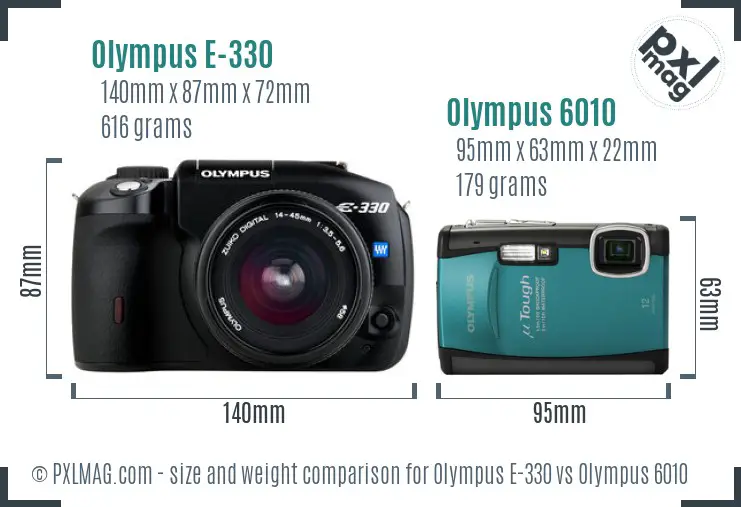 Olympus E-330 vs Olympus 6010 size comparison
