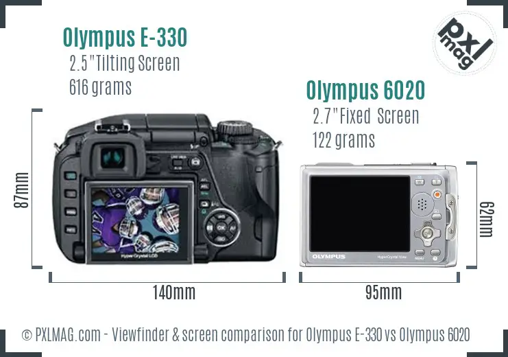 Olympus E-330 vs Olympus 6020 Screen and Viewfinder comparison