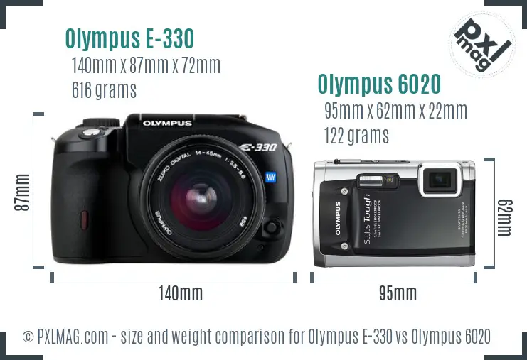 Olympus E-330 vs Olympus 6020 size comparison