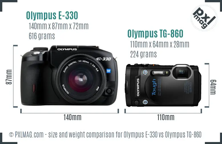 Olympus E-330 vs Olympus TG-860 size comparison