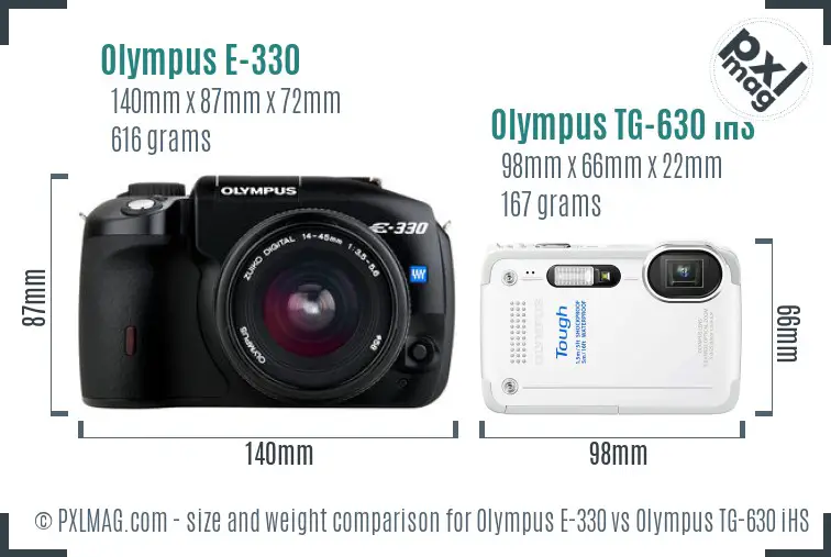Olympus E-330 vs Olympus TG-630 iHS size comparison