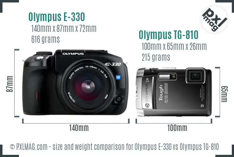 Olympus E-330 vs Olympus TG-810 size comparison
