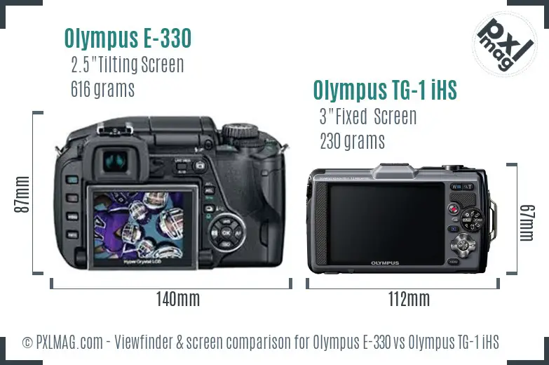 Olympus E-330 vs Olympus TG-1 iHS Screen and Viewfinder comparison