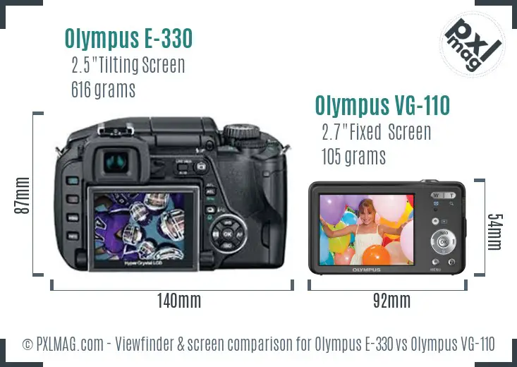 Olympus E-330 vs Olympus VG-110 Screen and Viewfinder comparison