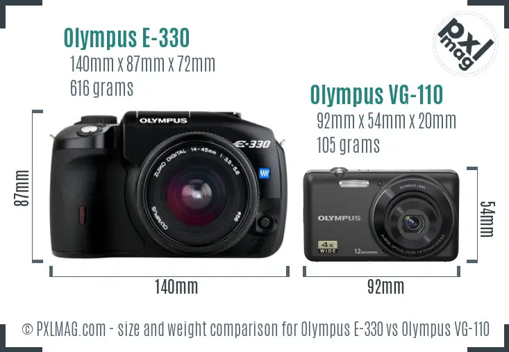 Olympus E-330 vs Olympus VG-110 size comparison