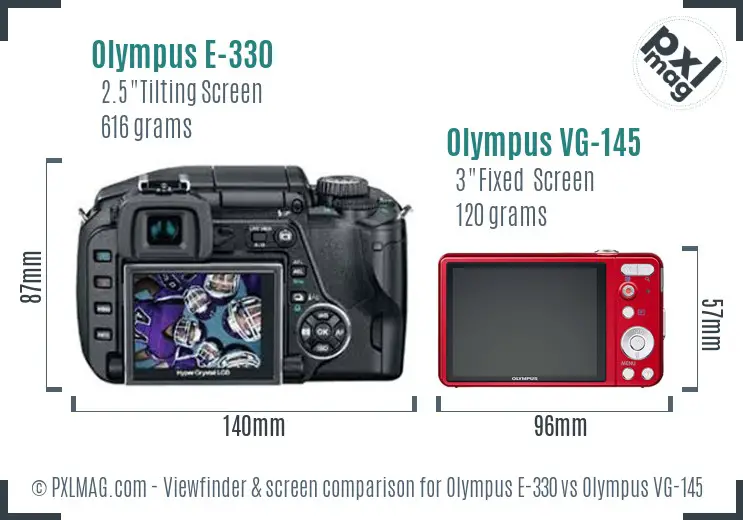 Olympus E-330 vs Olympus VG-145 Screen and Viewfinder comparison