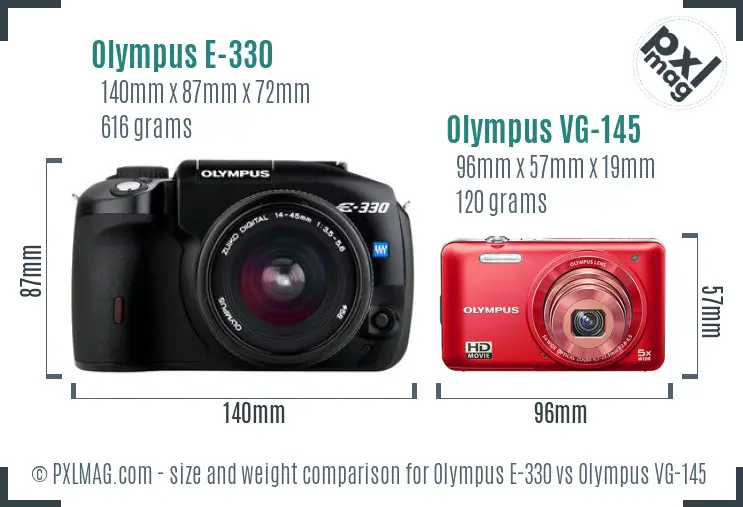 Olympus E-330 vs Olympus VG-145 size comparison