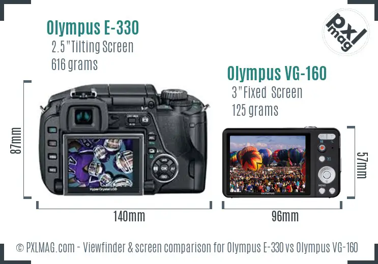 Olympus E-330 vs Olympus VG-160 Screen and Viewfinder comparison