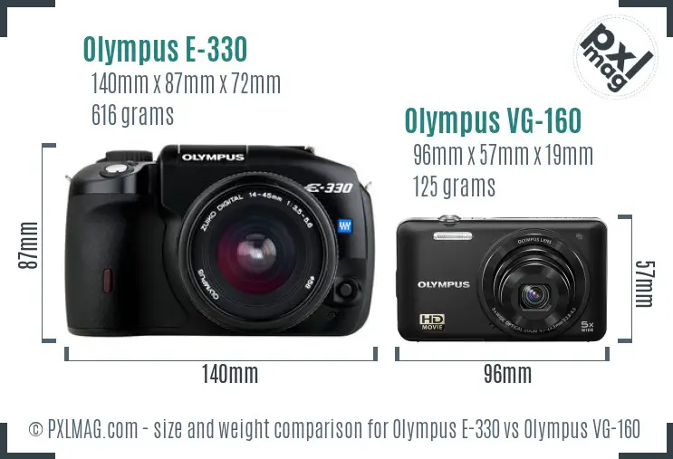 Olympus E-330 vs Olympus VG-160 size comparison