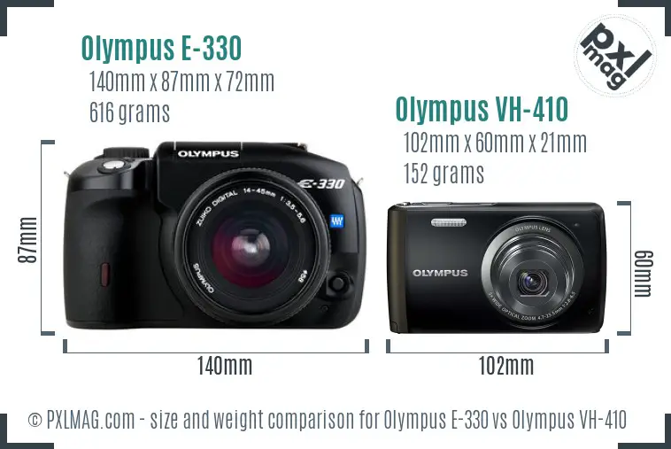 Olympus E-330 vs Olympus VH-410 size comparison