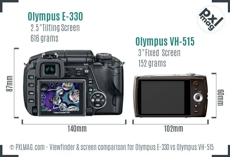 Olympus E-330 vs Olympus VH-515 Screen and Viewfinder comparison