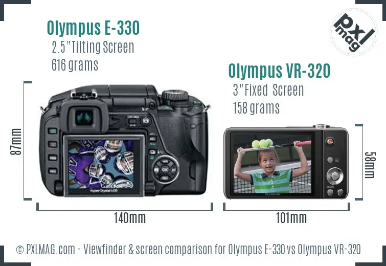 Olympus E-330 vs Olympus VR-320 Screen and Viewfinder comparison