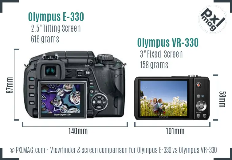 Olympus E-330 vs Olympus VR-330 Screen and Viewfinder comparison