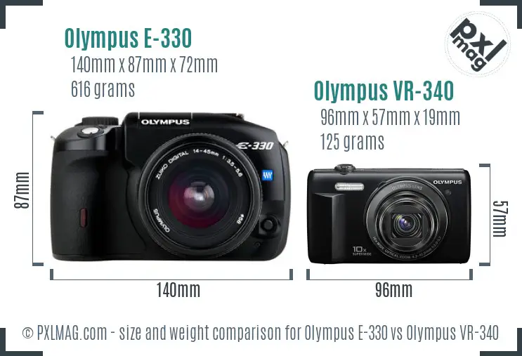 Olympus E-330 vs Olympus VR-340 size comparison