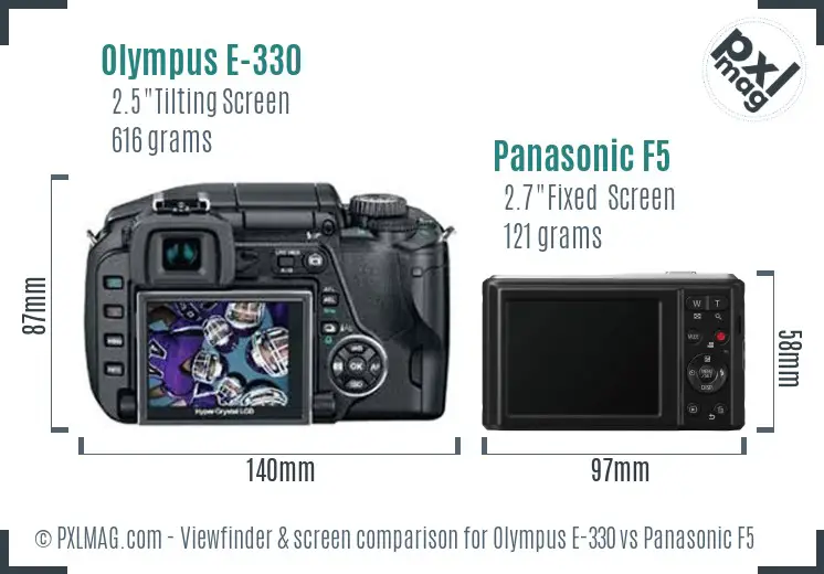 Olympus E-330 vs Panasonic F5 Screen and Viewfinder comparison