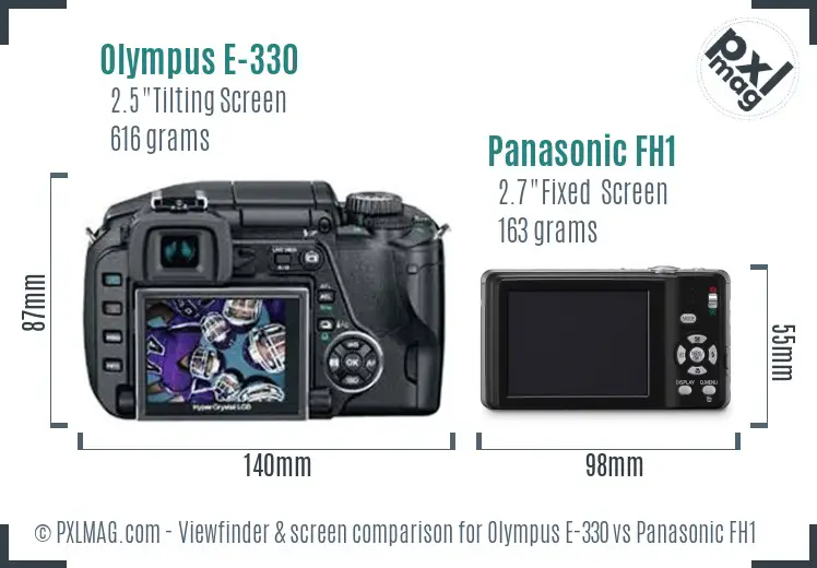 Olympus E-330 vs Panasonic FH1 Screen and Viewfinder comparison