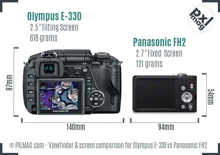 Olympus E-330 vs Panasonic FH2 Screen and Viewfinder comparison