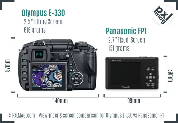 Olympus E-330 vs Panasonic FP1 Screen and Viewfinder comparison