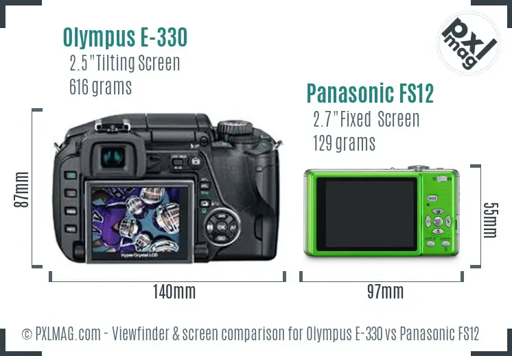 Olympus E-330 vs Panasonic FS12 Screen and Viewfinder comparison