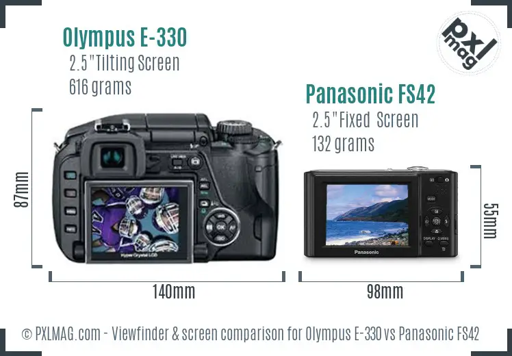 Olympus E-330 vs Panasonic FS42 Screen and Viewfinder comparison