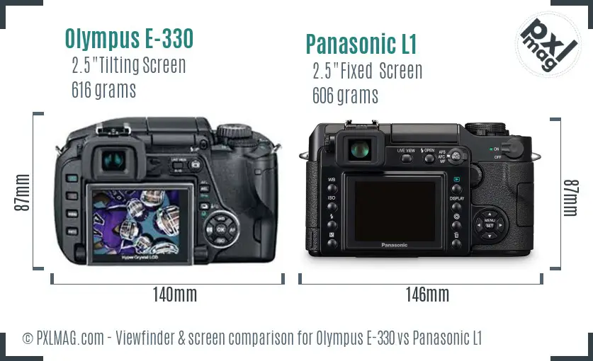 Olympus E-330 vs Panasonic L1 Screen and Viewfinder comparison