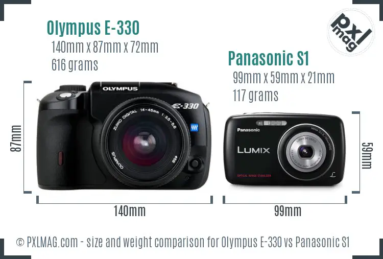 Olympus E-330 vs Panasonic S1 size comparison Olympus E-330 vs Panasonic S1 size comparison