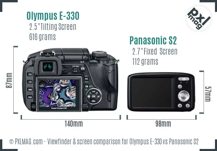 Olympus E-330 vs Panasonic S2 Screen and Viewfinder comparison