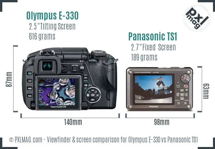 Olympus E-330 vs Panasonic TS1 Screen and Viewfinder comparison