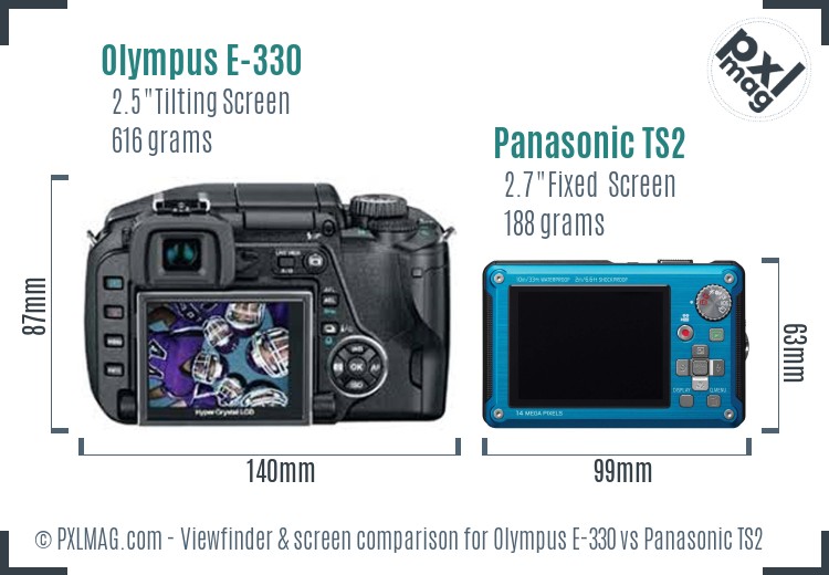 Olympus E-330 vs Panasonic TS2 Screen and Viewfinder comparison