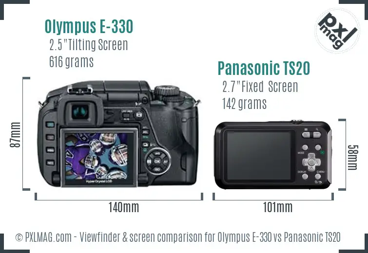 Olympus E-330 vs Panasonic TS20 Screen and Viewfinder comparison
