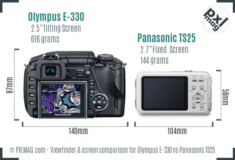 Olympus E-330 vs Panasonic TS25 Screen and Viewfinder comparison