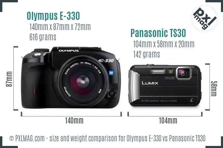 Olympus E-330 vs Panasonic TS30 size comparison