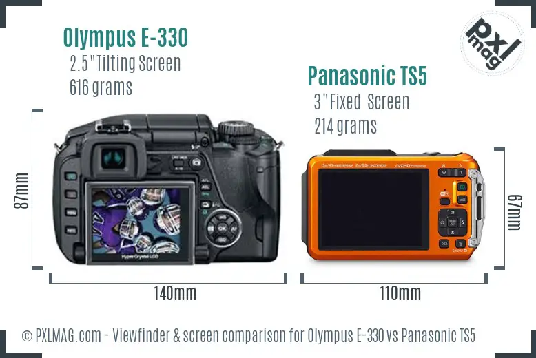 Olympus E-330 vs Panasonic TS5 Screen and Viewfinder comparison